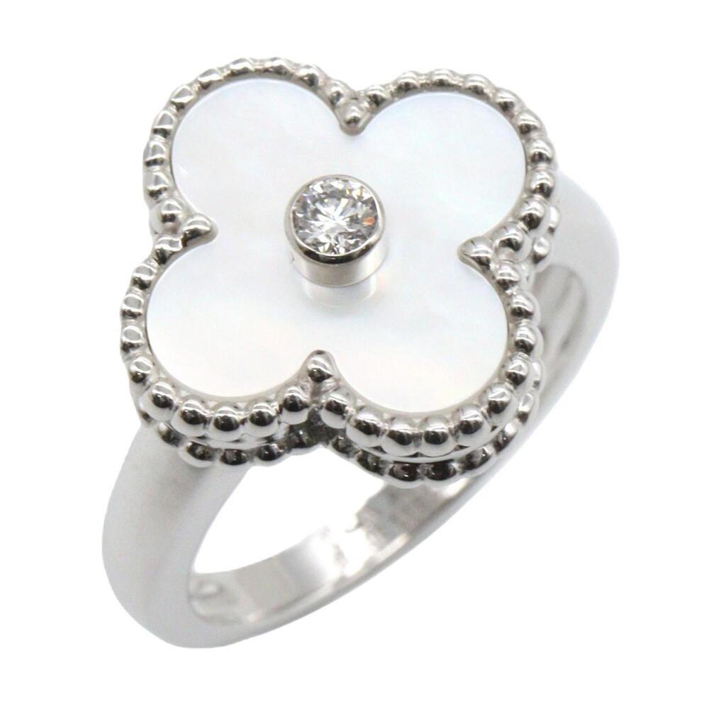 Van Cleef & Arpels Vintage Alhambra Mother-of-Pearl 1PD Ring - 18K White Gold...